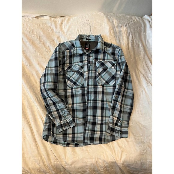 Wrangler Blue Checked All Terrain Gear Button Down Shirt Mens L - Picture 1 of 3